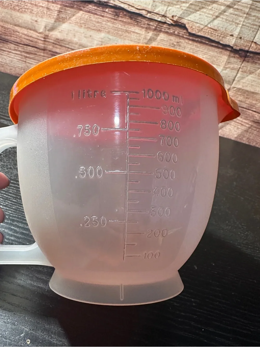 Vintage 1970’s Tupperware 4 Cup Mix N Store Measuring Pitcher Orange Lid